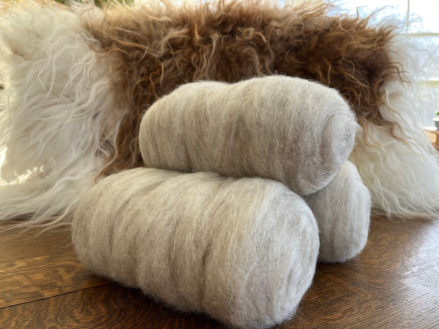 Icelandic Wool Roving Heather Brown